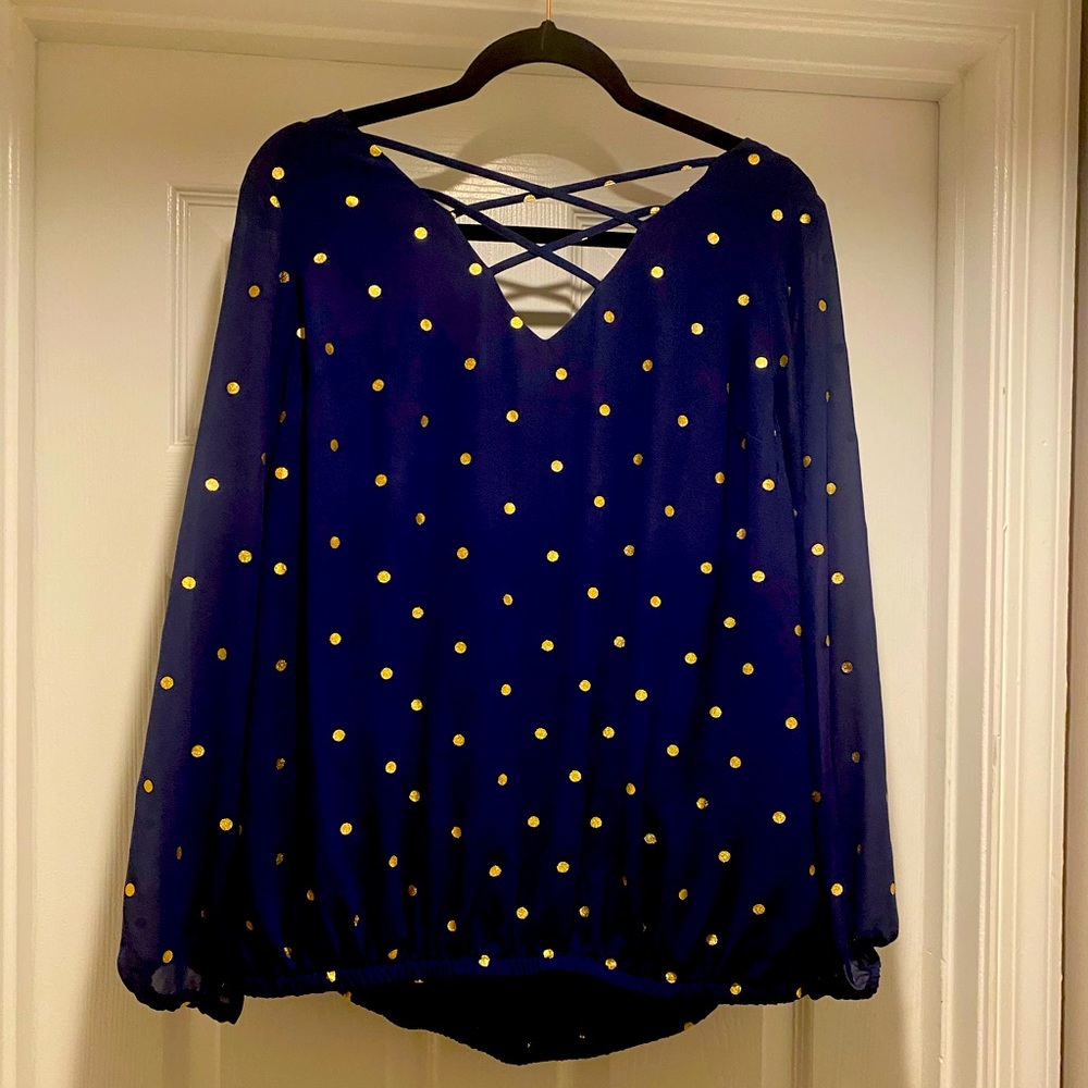 Torrid polka dot cross-cross blouse